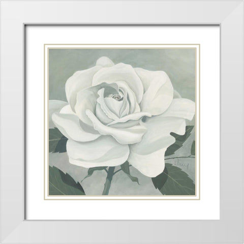 Rose One White Modern Wood Framed Art Print with Double Matting by Heigl, Franz