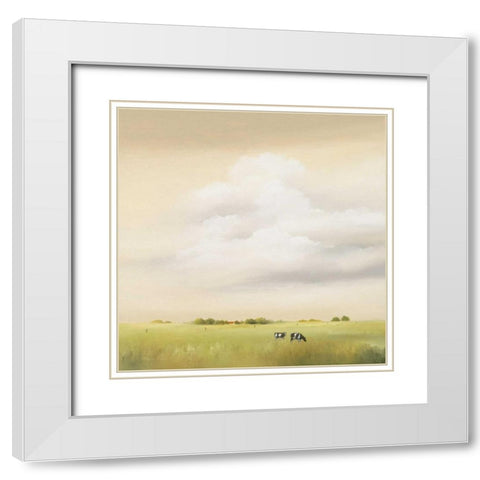 Cows I White Modern Wood Framed Art Print with Double Matting by Paus, Hans