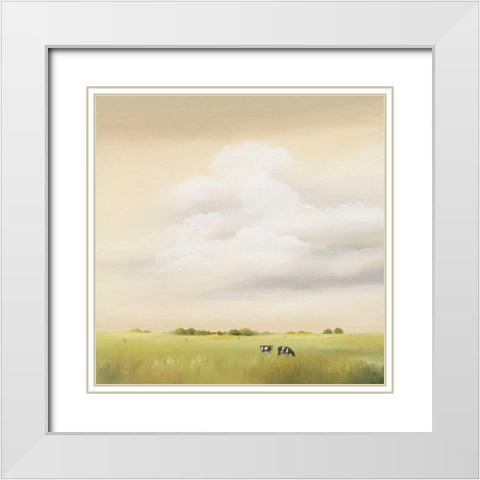 Cows I White Modern Wood Framed Art Print with Double Matting by Paus, Hans