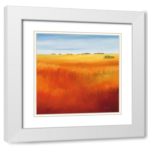 Red field I White Modern Wood Framed Art Print with Double Matting by Paus, Hans