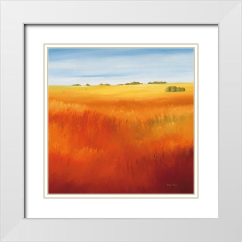 Red field I White Modern Wood Framed Art Print with Double Matting by Paus, Hans