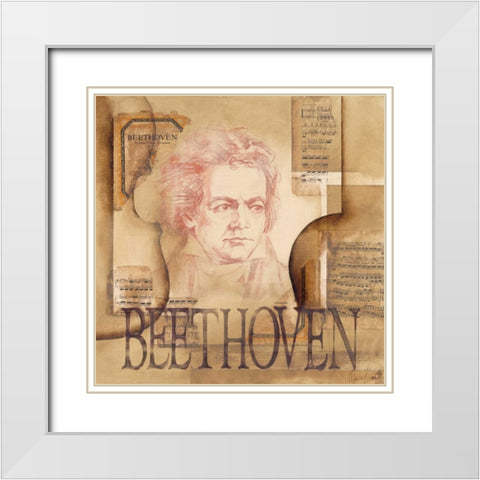 A tribute to Beethoven White Modern Wood Framed Art Print with Double Matting by Oudkerk, Marie-Louise
