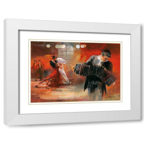 Bandoneon White Modern Wood Framed Art Print with Double Matting by Haenraets, Willem