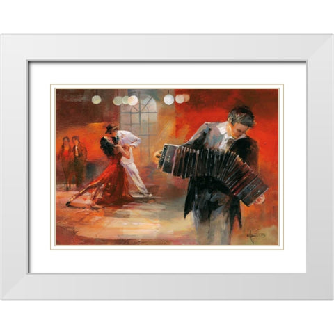 Bandoneon White Modern Wood Framed Art Print with Double Matting by Haenraets, Willem