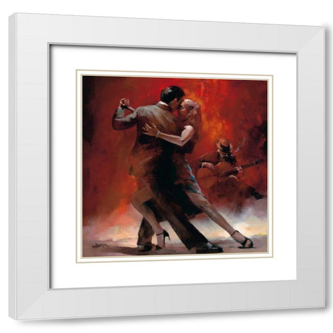 Tango Argentino II White Modern Wood Framed Art Print with Double Matting by Haenraets, Willem