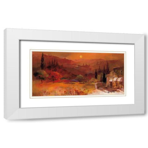 Romantic Tuscany II White Modern Wood Framed Art Print with Double Matting by Haenraets, Willem