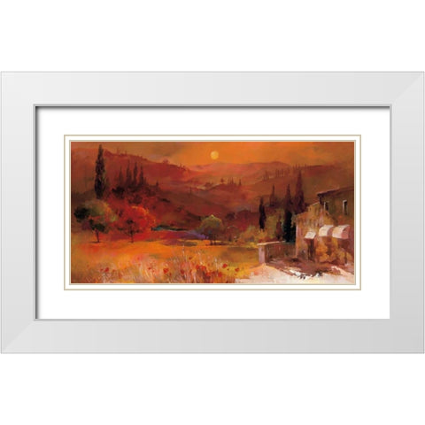 Romantic Tuscany II White Modern Wood Framed Art Print with Double Matting by Haenraets, Willem