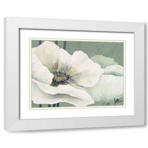 Poppy in Green I White Modern Wood Framed Art Print with Double Matting by Roseboom, Jettie