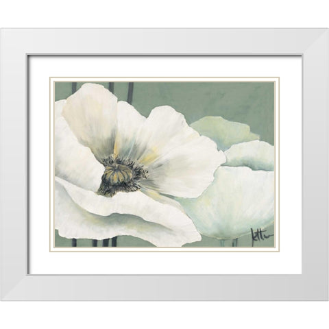 Poppy in Green I White Modern Wood Framed Art Print with Double Matting by Roseboom, Jettie