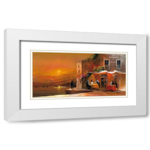Dinner for two I White Modern Wood Framed Art Print with Double Matting by Haenraets, Willem