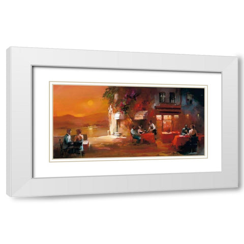 Dinner for two II White Modern Wood Framed Art Print with Double Matting by Haenraets, Willem