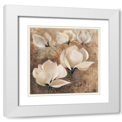 Magnolia I White Modern Wood Framed Art Print with Double Matting by Volynets, Yuliya