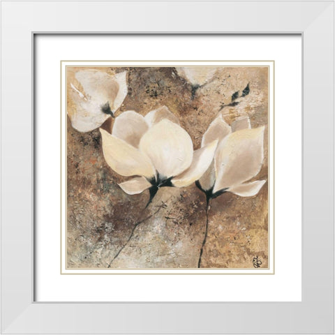 Magnolia II White Modern Wood Framed Art Print with Double Matting by Volynets, Yuliya