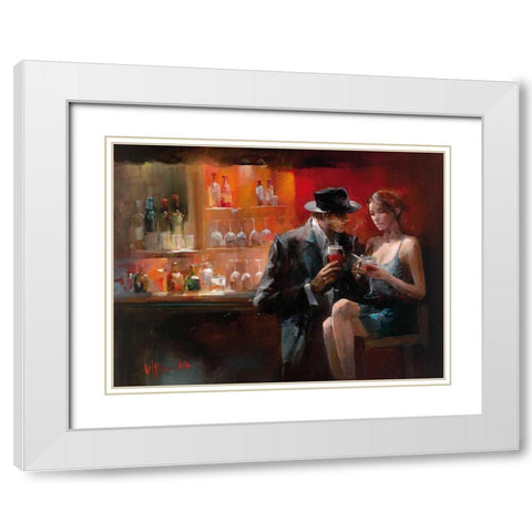Evening in the Bar I White Modern Wood Framed Art Print with Double Matting by Haenraets, Willem
