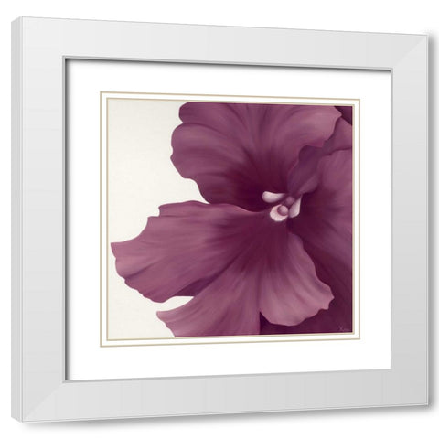 Violet Flower I White Modern Wood Framed Art Print with Double Matting by Poelstra-Holzhaus, Yvonne