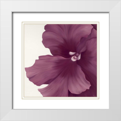 Violet Flower I White Modern Wood Framed Art Print with Double Matting by Poelstra-Holzhaus, Yvonne