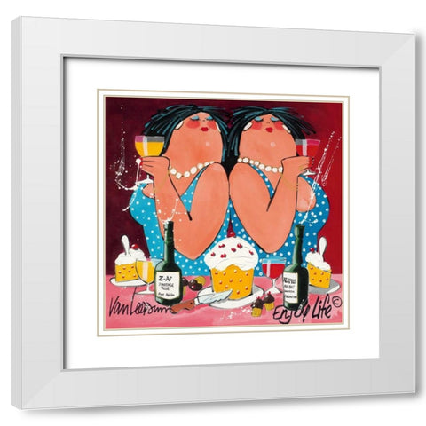 Enjoy Life White Modern Wood Framed Art Print with Double Matting by van Leersum, El