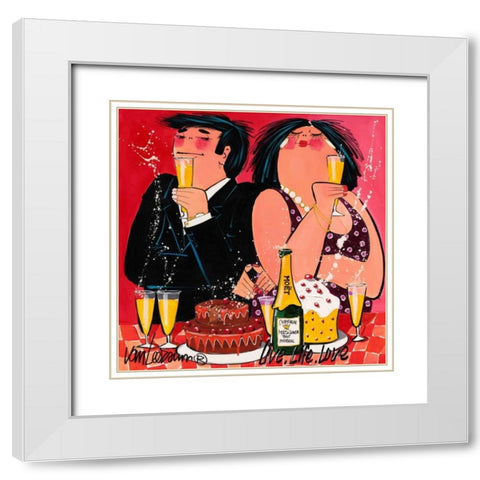 Live Life Love White Modern Wood Framed Art Print with Double Matting by van Leersum, El