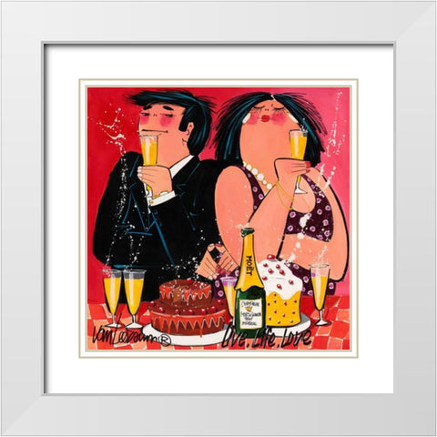 Live Life Love White Modern Wood Framed Art Print with Double Matting by van Leersum, El