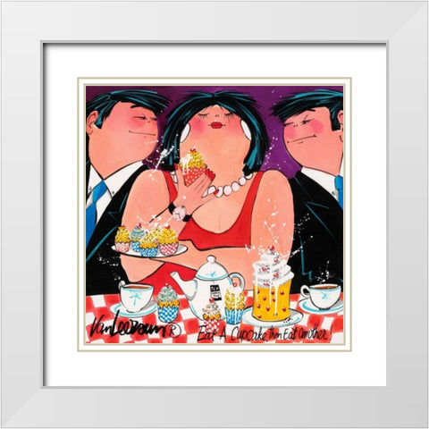Eat a cupcake White Modern Wood Framed Art Print with Double Matting by van Leersum, El