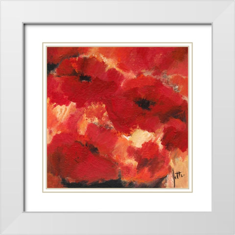 Abstract Flowers I White Modern Wood Framed Art Print with Double Matting by Roseboom, Jettie