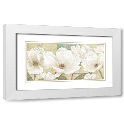 Magnolia White Modern Wood Framed Art Print with Double Matting by Linda, Wood