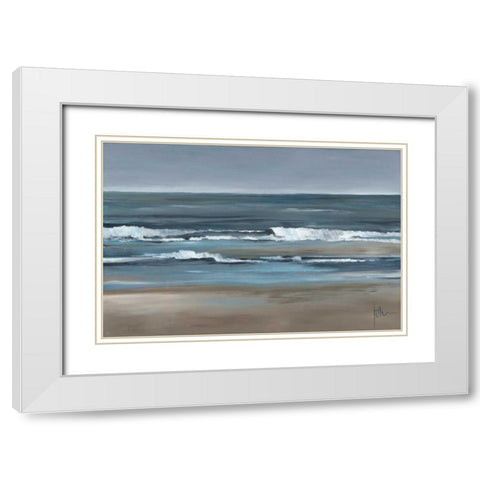 Waves I White Modern Wood Framed Art Print with Double Matting by Roseboom, Jettie