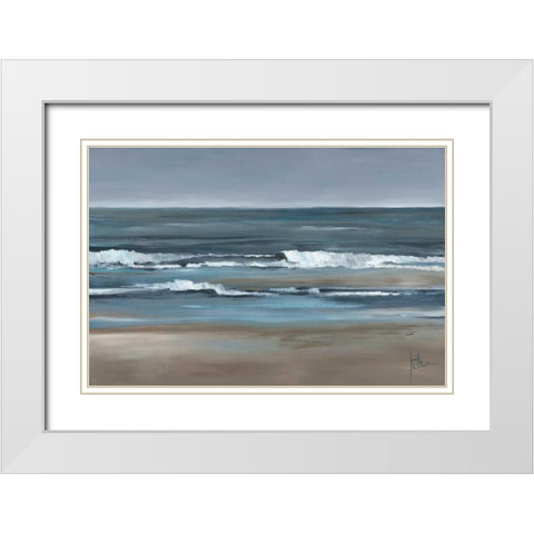 Waves I White Modern Wood Framed Art Print with Double Matting by Roseboom, Jettie