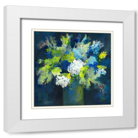 Bleu White Modern Wood Framed Art Print with Double Matting by Roseboom, Jettie
