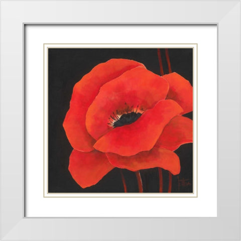 Simple red I White Modern Wood Framed Art Print with Double Matting by Roseboom, Jettie