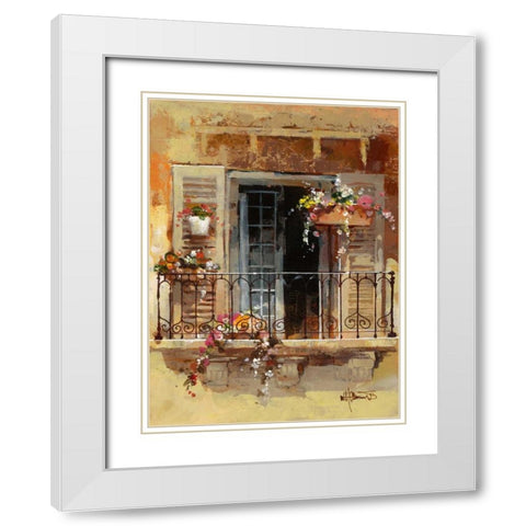 Balcony IV White Modern Wood Framed Art Print with Double Matting by Haenraets, Willem