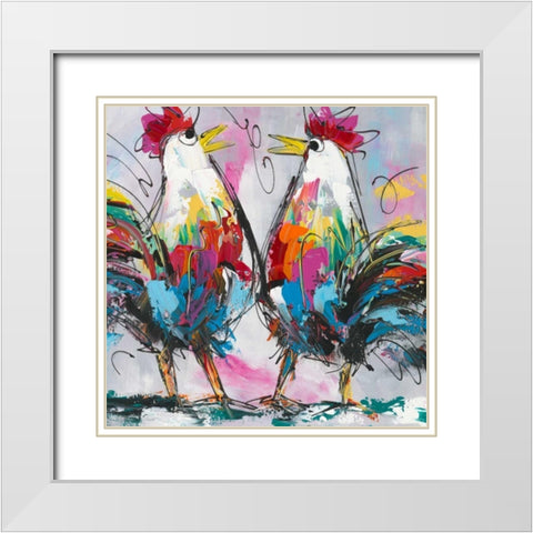 Lets talk about chicken White Modern Wood Framed Art Print with Double Matting by Fiore, Art