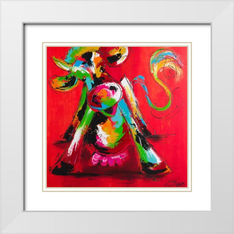 Disco cow I White Modern Wood Framed Art Print with Double Matting by Fiore, Art