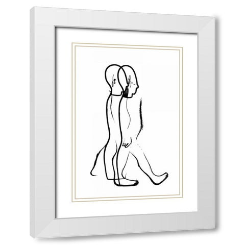 Walking with you White Modern Wood Framed Art Print with Double Matting by Waltz, Anne