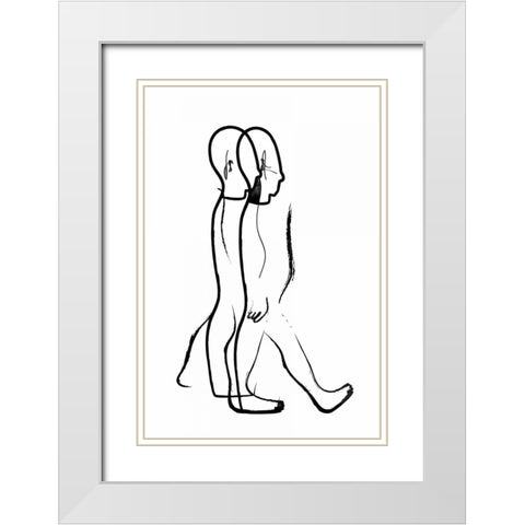 Walking with you White Modern Wood Framed Art Print with Double Matting by Waltz, Anne