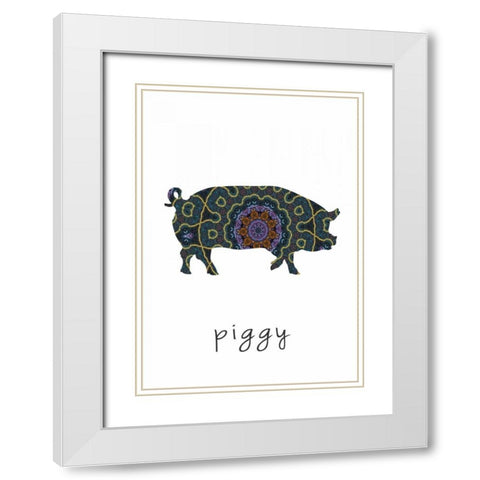 Piggy II White Modern Wood Framed Art Print with Double Matting by Waltz, Anne