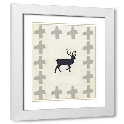 Dancing Deer II White Modern Wood Framed Art Print with Double Matting by Waltz, Anne