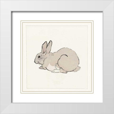 Rabbit White Modern Wood Framed Art Print with Double Matting by Waltz, Anne