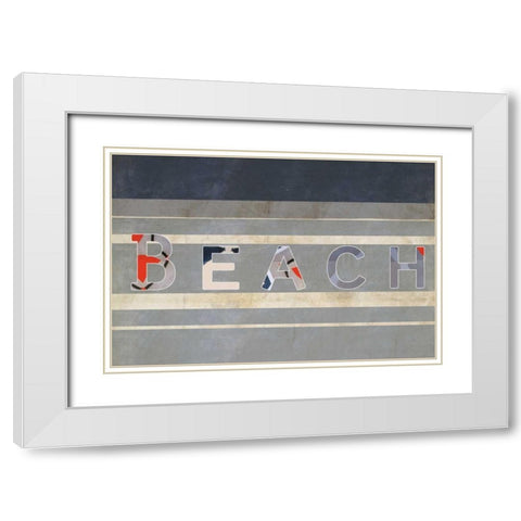 Beach I White Modern Wood Framed Art Print with Double Matting by Waltz, Anne