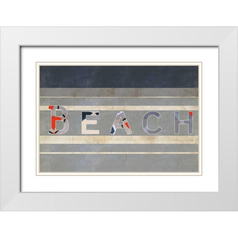 Beach I White Modern Wood Framed Art Print with Double Matting by Waltz, Anne