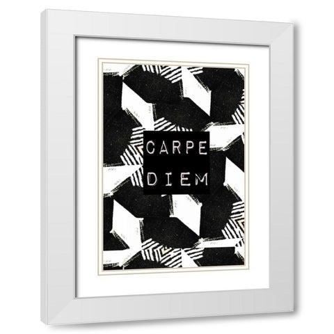 Carpe diem White Modern Wood Framed Art Print with Double Matting by Waltz, Anne