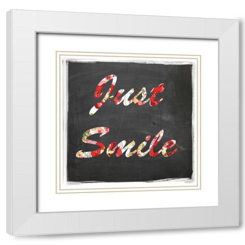 Just smile White Modern Wood Framed Art Print with Double Matting by Waltz, Anne