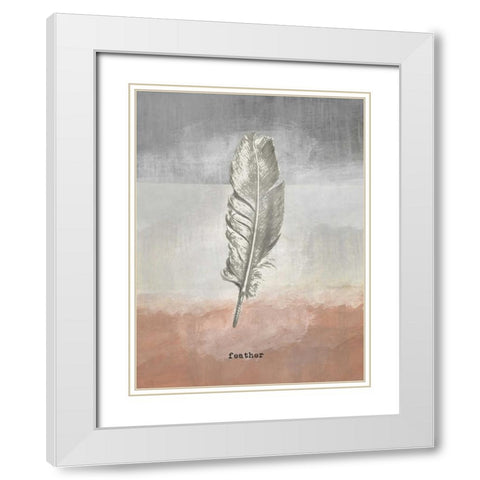 Feather III White Modern Wood Framed Art Print with Double Matting by Waltz, Anne