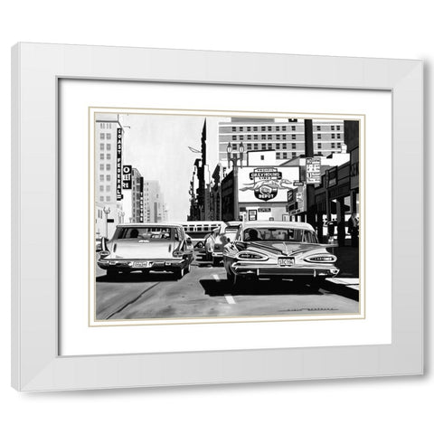 Greyhound Depot White Modern Wood Framed Art Print with Double Matting by Bertrand, Alain