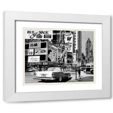 Advertising in the City White Modern Wood Framed Art Print with Double Matting by Bertrand, Alain