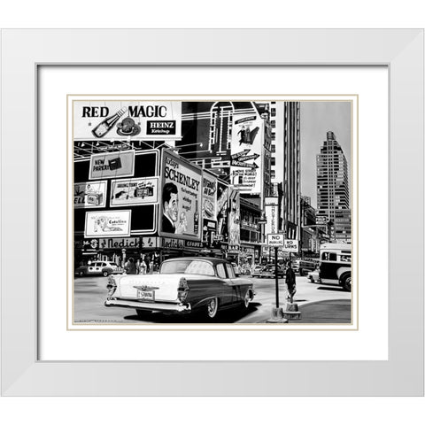 Advertising in the City White Modern Wood Framed Art Print with Double Matting by Bertrand, Alain
