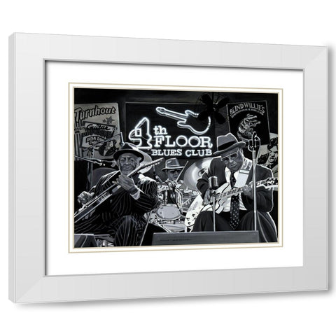 Blues Trio White Modern Wood Framed Art Print with Double Matting by Bertrand, Alain