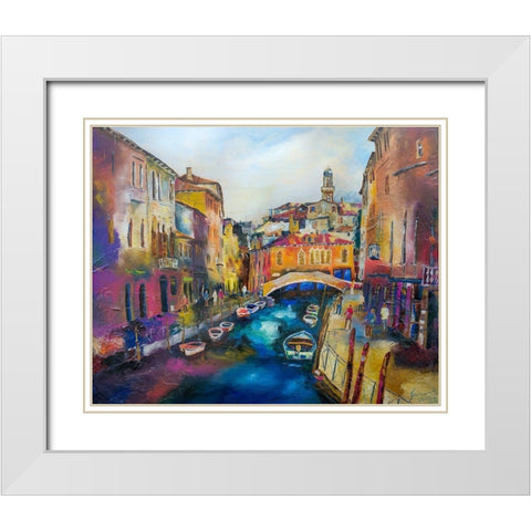 Venedig White Modern Wood Framed Art Print with Double Matting by Gerner, Bernhard