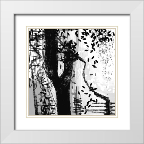 Black and White I White Modern Wood Framed Art Print with Double Matting by Busch, Birgit