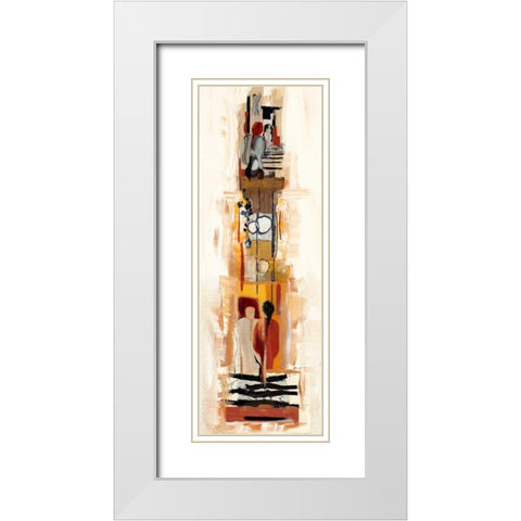 Begegnungen I White Modern Wood Framed Art Print with Double Matting by Bonciani, Celina